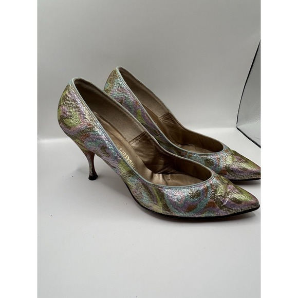 Thomas Cort Shoes - Vintage Thomas Cort 1960s Brocade Stiletto Heels Tapestry Evening Pumps 8